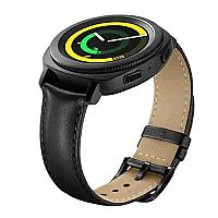 For Samsung Galaxy Watch4 Classic 46mm 42mm/Galaxy Watch4 44mm 40mm/Gear Sport (S4) 20mm Cowhide Leather Watch Band - Black - Thumbnail 4