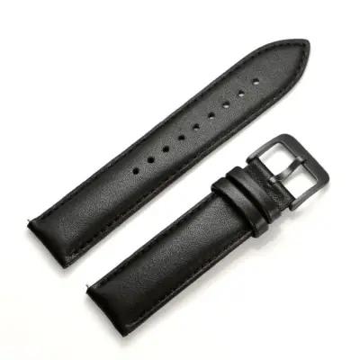 For Samsung Galaxy Watch4 Classic 46mm 42mm/Galaxy Watch4 44mm 40mm/Gear Sport (S4) 20mm Cowhide Leather Watch Band - Black - Image 5