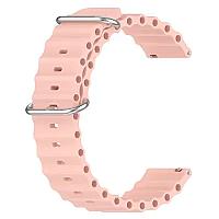 Gear Sport Universal 20mm Wave Design Silicone Replacement Strap Solid Color Wrist Band - Pink - Thumbnail 2