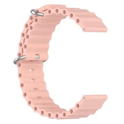 Gear Sport Universal 20mm Wave Design Silicone Replacement Strap Solid Color Wrist Band - Pink - Image 3