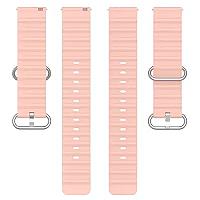 Gear Sport Universal 20mm Wave Design Silicone Replacement Strap Solid Color Wrist Band - Pink - Thumbnail 4