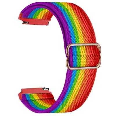 For Samsung Galaxy Watch6 Classic 47mm 43mm Watch Strap 20mm Adjustable Nylon Wrist Band - Rainbow - Image 1