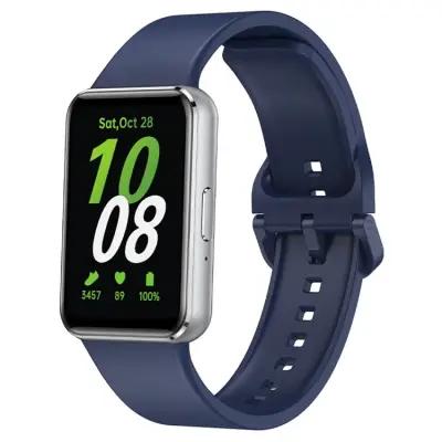 For Samsung Galaxy Fit3 Watch Band Soft Silicone Strap Replacement - Dark Blue - Image 2