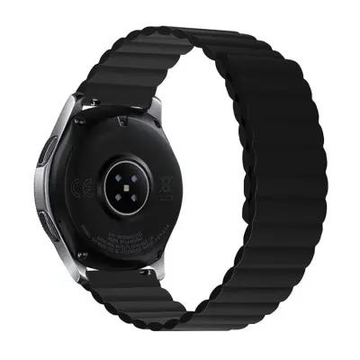 For Samsung Galaxy Watch 5 Silicone Watch Strap 20mm Magnetic Adjustable Wrist Band - Black - Image 1