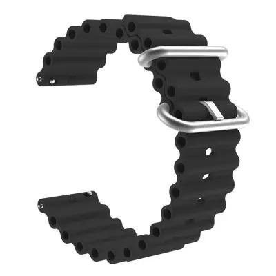 Watch 5 Pro 20mm Universal Silicone Watch Strap Solid Color Adjustable Wrist Band - Black - Image 1