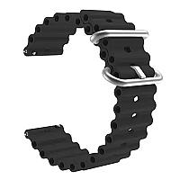Watch 5 Pro 20mm Universal Silicone Watch Strap Solid Color Adjustable Wrist Band - Black