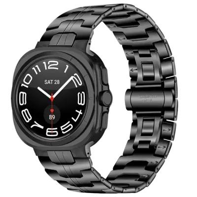For Samsung Galaxy Watch Ultra 47mm Watch Band Solid Stainless Steel Metal Strap - Black - Image 2