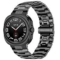 For Samsung Galaxy Watch Ultra 47mm Watch Band Solid Stainless Steel Metal Strap - Black - Thumbnail 2