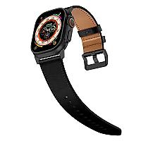 3 2 1 42mm Genuine Cow Leather Band - Black Connecto - Thumbnail 2