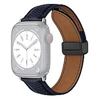 3 2 1 42mm Litchi Texture Leather Strap - Dark Blue