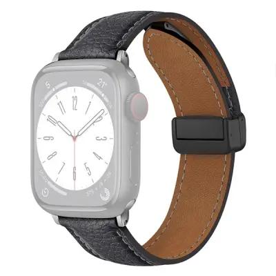 3 2 1 42mm Litchi Texture Leather Strap - Grey - Image 1