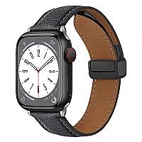 3 2 1 42mm Litchi Texture Leather Strap - Grey - Thumbnail 2