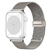 KALEBOL Magnetic Buckle Watch Band for Apple Watch Series 10 9 8 7 SE 6 5 4 3 2 1 42mm 41mm 40mm 38mm Stainless Steel Strap - Starlight