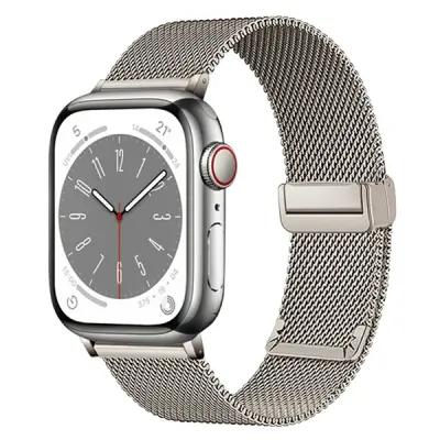 KALEBOL Magnetic Buckle Watch Band for Apple Watch Series 10 9 8 7 SE 6 5 4 3 2 1 42mm 41mm 40mm 38mm Stainless Steel Strap - Starlight - Image 2