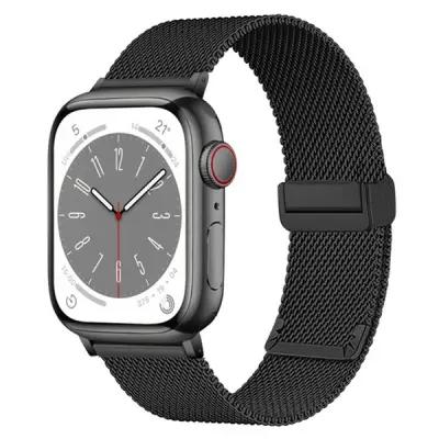 KALEBOL Magnetic Buckle Watch Band for Apple Watch Series 10 9 8 7 SE 6 5 4 3 2 1 42mm 41mm 40mm 38mm Stainless Steel Strap - Black - Image 1