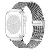 KALEBOL Magnetic Buckle Watch Band for Apple Watch Series 10 9 8 7 SE 6 5 4 3 2 1 42mm 41mm 40mm 38mm Stainless Steel Strap - Silver