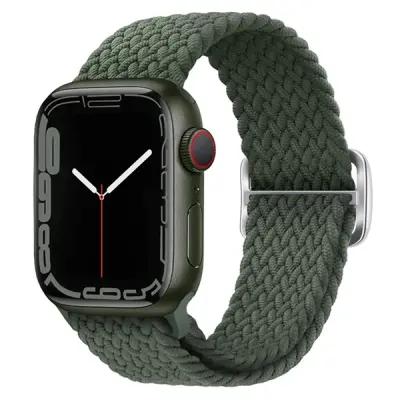 3 2 1 38mm Watch Band Braided Nylon Strap - Dark Olive Green - Image 1