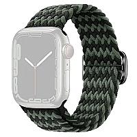 3 2 1 38mm Watch Band Braided Nylon Strap - W-Shape Black+Green