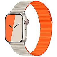 KALEBOL Magnetic Watch Band for Apple Watch Series 10 9 8 7 SE 6 5 4 3 2 1 42mm 41mm 40mm 38mm Silicone Adjustable Strap - Starlight Orange - Thumbnail 2