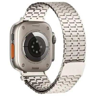 LEMONDA Magnetic Strap For Apple Watch Series 10 Ultra 9 8 7 SE 6 5 4 3 2 1 46mm 49mm 45mm 44mm 42mm Metal Watch Band - Starlight - Image 2