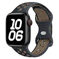 KALEBOL Color Dots Silicone Strap for Apple Watch Series 10 9 8 7 SE 6 5 4 3 2 1 42mm 41mm 40mm 38mm Butterfly Buckle Band - Black
