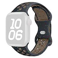 KALEBOL Color Dots Silicone Strap for Apple Watch Series 10 9 8 7 SE 6 5 4 3 2 1 42mm 41mm 40mm 38mm Butterfly Buckle Band - Black - Thumbnail 2