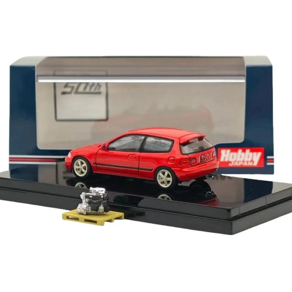საკოლექციო მანქანა Hobby Japan 1:64 Civic (EG6) Customized Version with Engine Display Red - Image 2