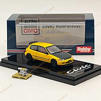საკოლექციო მანქანა Hobby Japan 1:64 Civic (EG6) Customized Version with Engine Display Yellow