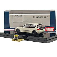 საკოლექციო მანქანა Hobby Japan 1:64 Civic (EG6) Customized Version with Engine Display White - Thumbnail 2