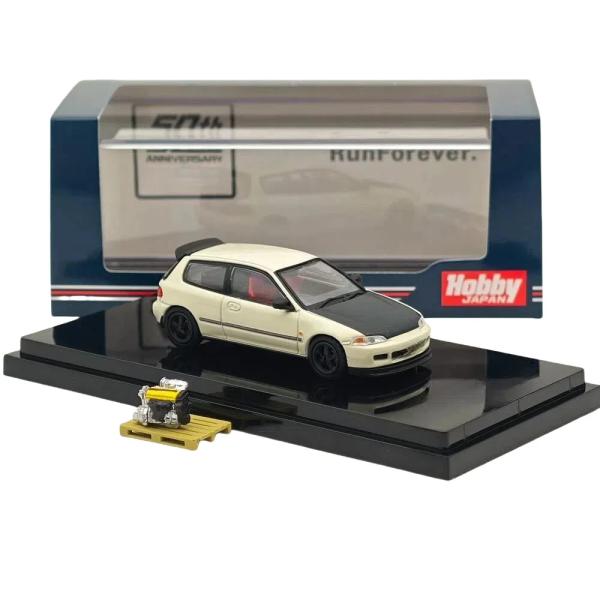 საკოლექციო მანქანა Hobby Japan 1:64 Civic (EG6) Customized Version with Engine Display White - Image 1