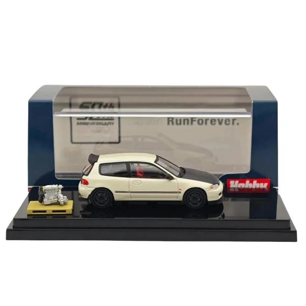 საკოლექციო მანქანა Hobby Japan 1:64 Civic (EG6) Customized Version with Engine Display White - Image 6