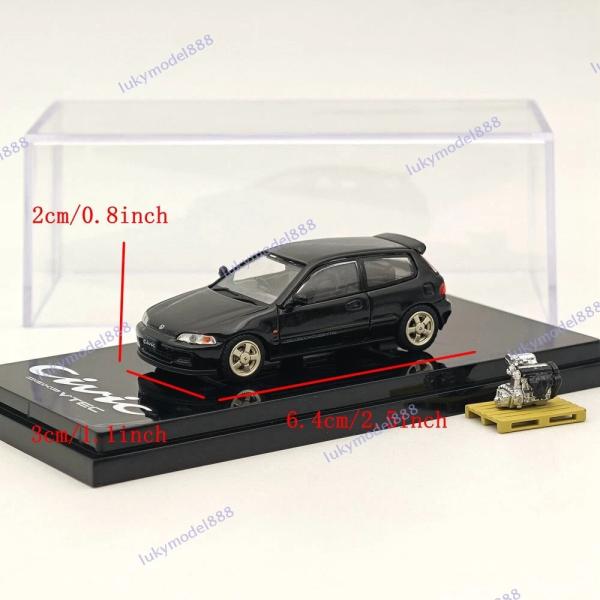 საკოლექციო მანქანა Hobby Japan 1:64 Civic (EG6) Customized Version with Engine Display Black - Image 3