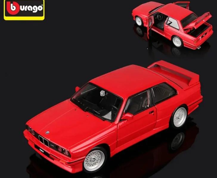 საკოლექციო მანქანა 1:24 Bburago 1988 BMW 3 Series M3 E30 Red - Image 2