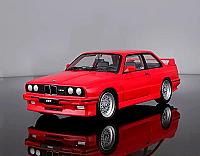 საკოლექციო მანქანა 1:24 Bburago 1988 BMW 3 Series M3 E30 Red - Thumbnail 3