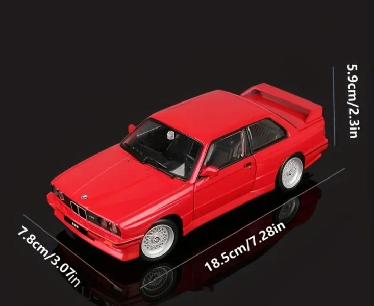 საკოლექციო მანქანა 1:24 Bburago 1988 BMW 3 Series M3 E30 Red - Image 4