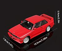 საკოლექციო მანქანა 1:24 Bburago 1988 BMW 3 Series M3 E30 Red - Thumbnail 4